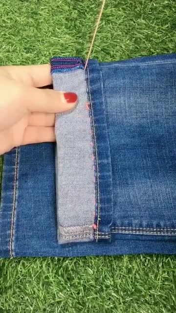 裤子太长,也可以试下这种内折缝针法