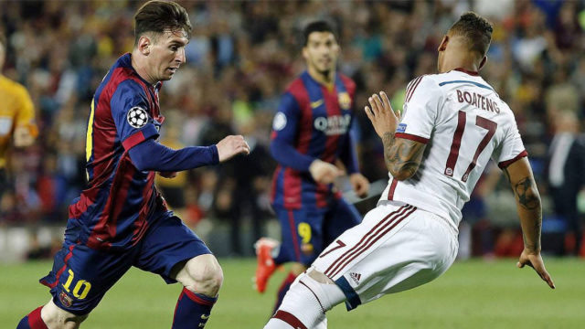 博阿滕一辈子的痛啊!梅西犯罪式过人晃倒博阿滕,挑射破门绝了啊