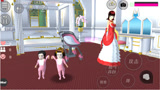 樱花校园模拟器：公主在宫殿生了双胞胎女孩，调皮捣蛋的跑出去了