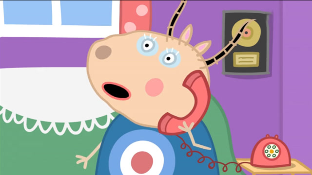 摇滚羚羊接到猪爸爸电话邀请参加羚羊夫人的欢送会,趣味卡通儿童简笔