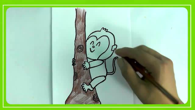 猴子爬树简笔画一只图片
