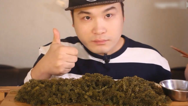 韩国吃播大胃王donkey弟弟吃海葡萄,第一次看到这样的葡萄