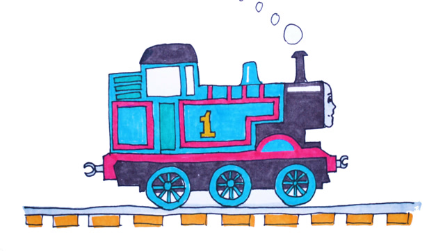 小火车卡通简笔画彩色图片