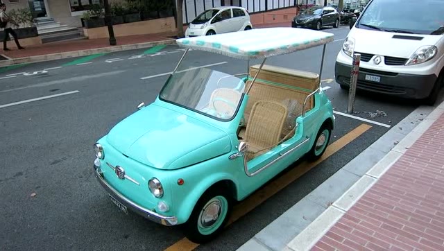 超可爱蒂芙尼蓝 菲亚特500 摩纳哥街拍