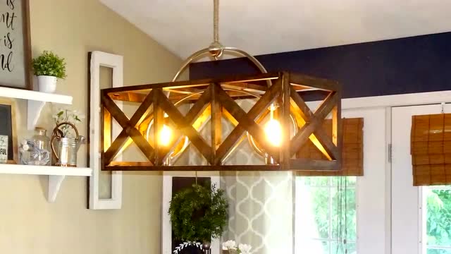 家居装饰diy,居家能手教你自制木框吊灯,让家变得更温馨