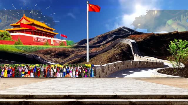 金山老牛抠像广场舞《大中国》背景