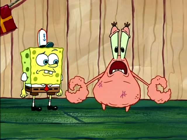 因为蟹老板脱壳了,海绵宝宝要伪装成蟹老板参加比赛