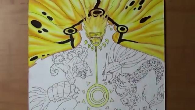 手绘的九个尾兽大集合!这本领能找到工作吗?