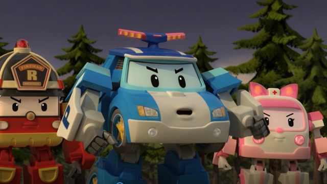 工程车挖掘机普克被堵在山洞里波力救援队紧急出动卡通片