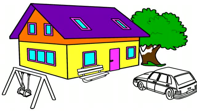 早教育儿简笔画,跟宝宝一起画汽车小屋,可以让宝宝学着上色