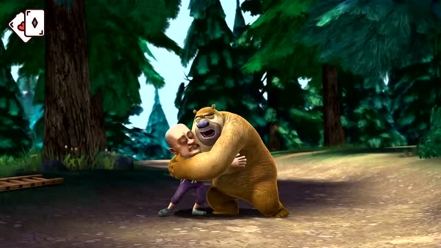 熊出没:熊二看到光头强特别开心,连忙抱起光头强.