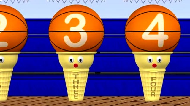 幼儿色彩启蒙动画:跟3d篮球冰淇淋模型学习十个数字,太有趣了