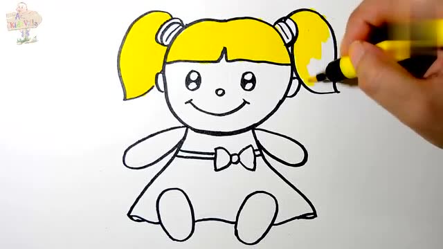 婴幼儿美术基础早教课程之洋娃娃的画法,学前教育简笔画课程!