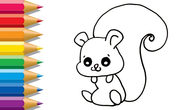 亲子简笔画:可爱小松鼠