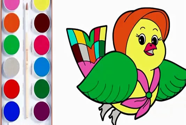 亲子简笔涂色画:大鸟妈妈