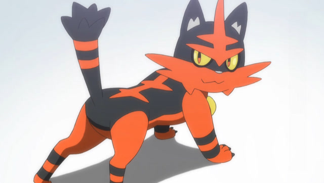 口袋妖怪日月,小智的炎热喵很强,一口气击败两只宝可梦