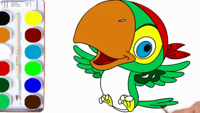 儿童简笔画,可爱大嘴鹦鹉