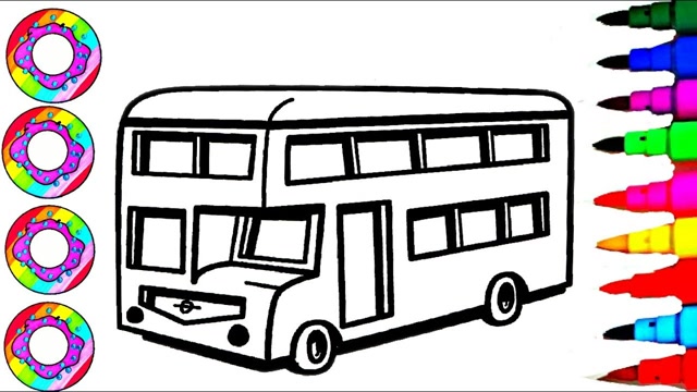 双层巴士车简笔画图片
