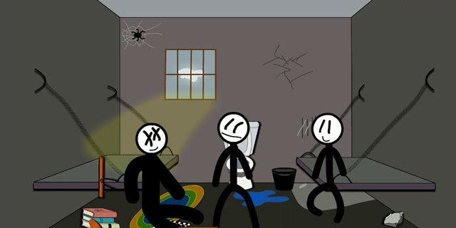 火柴人动画:三人小黑屋如何逃走?搞笑短片