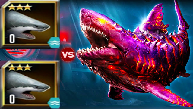 侏罗纪世界:999级巨齿鲨对战288级烈焰巨齿鲨boss