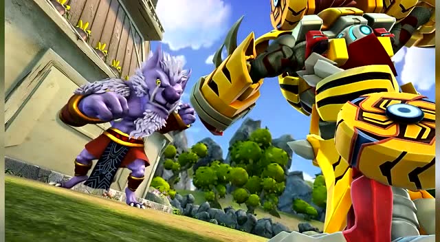 猪猪侠:猪猪侠变身铁拳虎对抗恶狼怪,好像他实力还太弱了