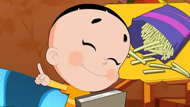 围裙妈妈不许大头儿子吃炸鸡腿和薯条