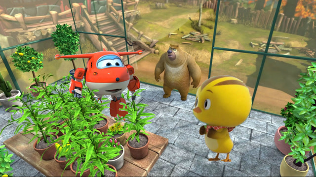 超级飞侠乐迪不听萌鸡小队麦奇阻止摘花,熊出没熊二看到后教育他