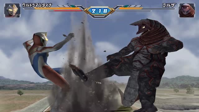 奥特曼格斗进化3 代拿奥特曼vs哥尔赞怪兽,大长脚和长尾巴很厉害