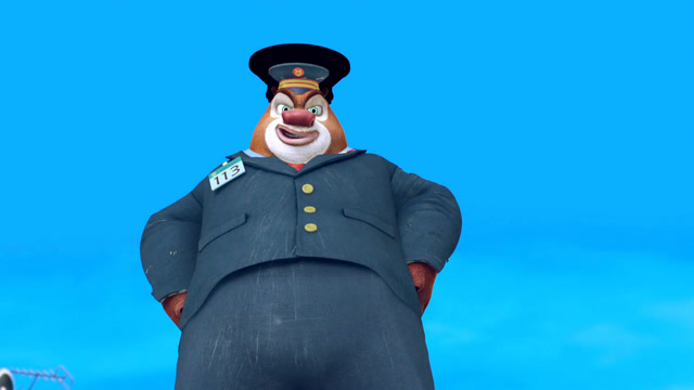 熊大化妆成车站管理员,阻止光头强的行动,但还是被强哥识破伪装