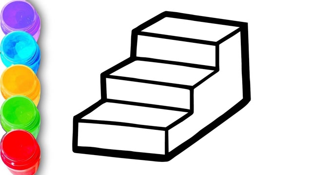 亲子简笔画:画彩色楼梯