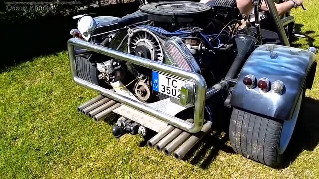 国外车友改装的超强动力自制三轮摩托车暴力三轮车