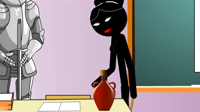 火柴人趣味游戏:老师擦了下瓶子,召唤出灯神,结果自己倒霉了!