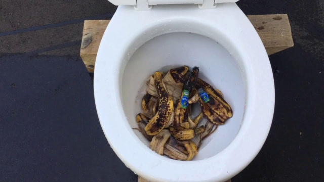 成堆烂香蕉倒马桶多大冲力能冲走?这跟我堵马桶的量不成正比!