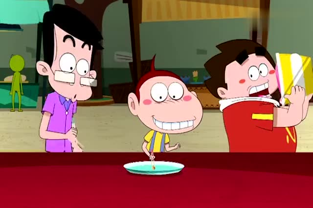 阿u第一季:老师和阿u抢夺肉丸子,没想到都拿出了必杀技!