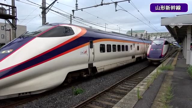 日本新干线e3系交会出站机车身上有樱花涂鸦太好看了