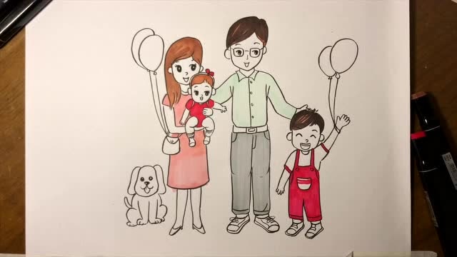 跟画屏学画画我们一家人