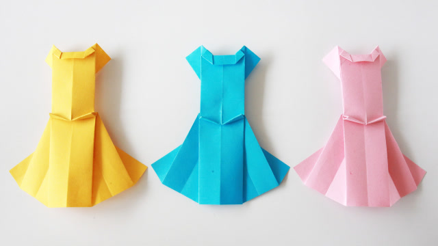 手工折纸漂亮的公主裙,快给你的娃娃折一个吧!