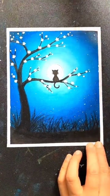 教你画星空下的猫咪步骤简单易学