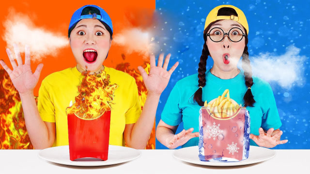 冷热美食大挑战,吃货姐妹胃口真好,吃起来是什么神奇味道?