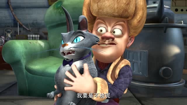 熊出没之雪岭熊风:光头强一边看电视,一边和肥波玩耍!