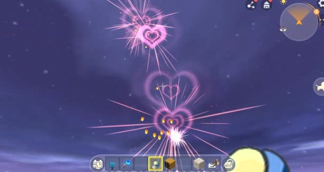 迷你世界:串联在一起的爱心烟花,拿去表白用吧