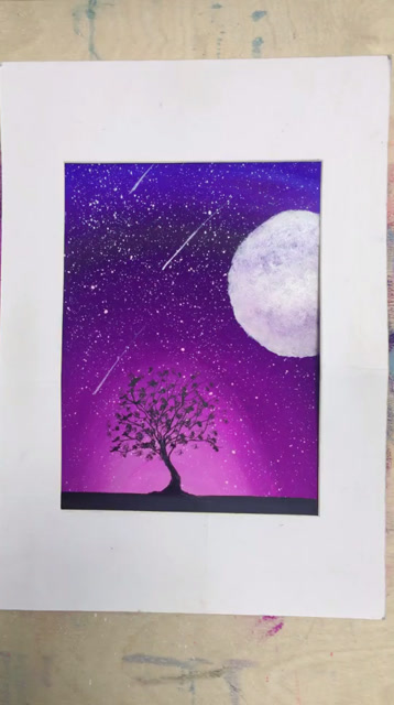 教你怎样用水粉画星空觉得好看点个赞好吗