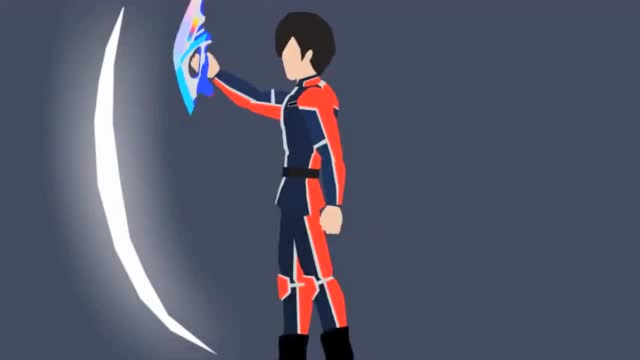 大空大地先变出一把短刀,然后把自己变成艾克斯奥特曼