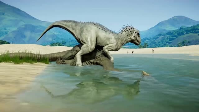 双脊龙爪龙迅猛龙捕食 恐龙动漫