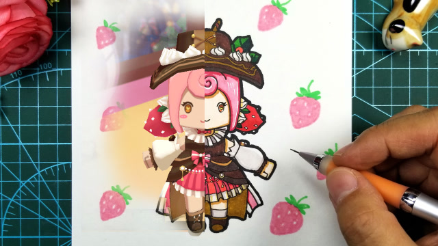 迷你世界中的蛋糕少女?你觉得她可爱么?手绘慕斯卡通手工明信片