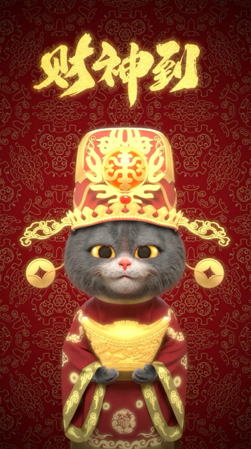 换上招财斑布猫壁纸,初五在家迎财神,旺上加旺!