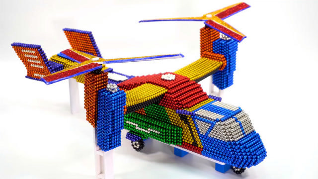 创意手工diy,漂亮的彩虹巴克球直升飞机,太壮观了