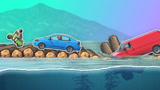 圆木浮力能代替桥梁吗？汽车3D动画模拟，简直太刺激了！