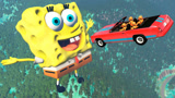 高速汽车飞跃海绵宝宝会发生什么？3D动画模拟，场面刺激又搞笑！