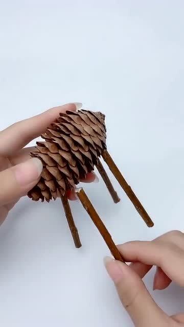 捡来的松塔这样玩,咔咔两下,做成小鹿造型太可爱了!